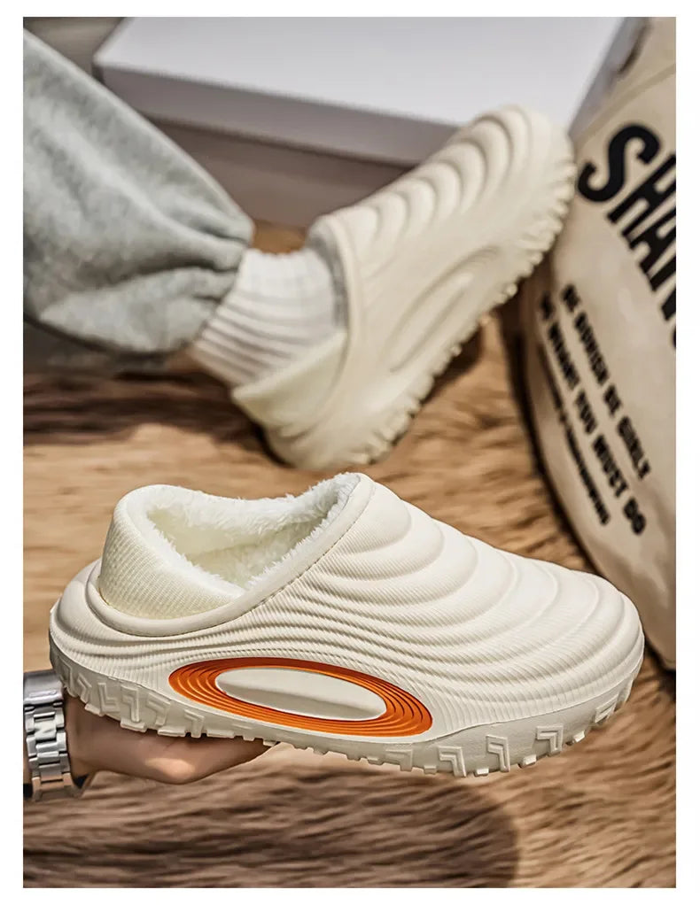 New Fashion Cotton Men's Slippers Winter Warm Plush Men Slides/Waterproof Men Indoor Outdoor Men's Warm Shoes