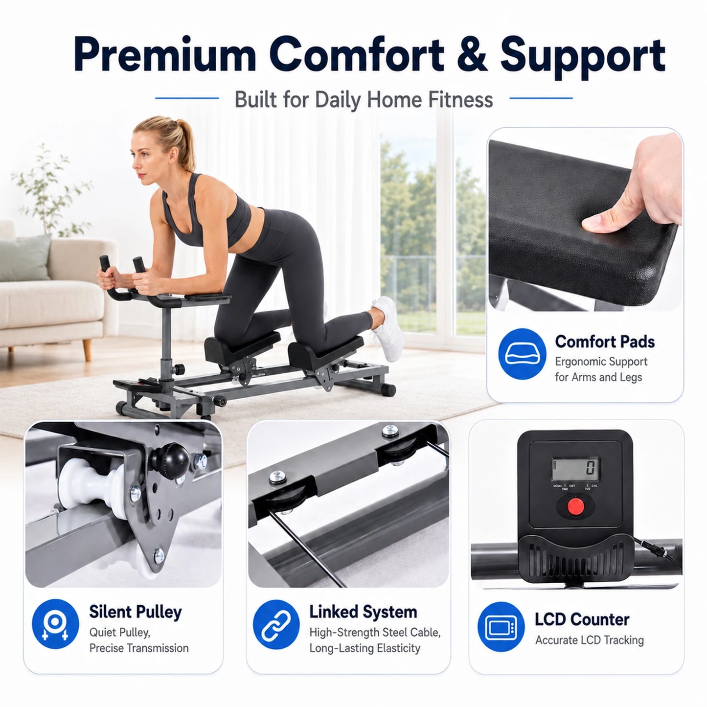 Crawling Machine Adjustable Height Length Back Stretcher with Counter Crawling/Training Machine for Home Gym Studio Cardio Machine