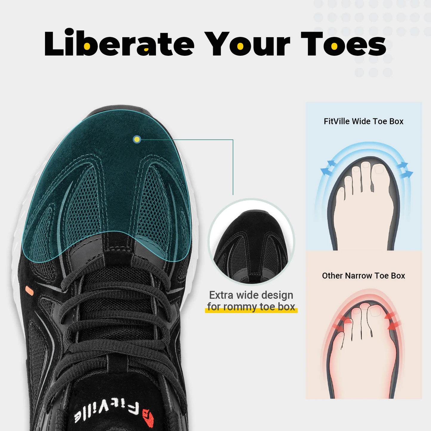 Fittington Walking Shoes For Men Extra Wide Man Shoes Large Size/Non-slip Sport Sneakers For Flat Feet Heel Pain Relief