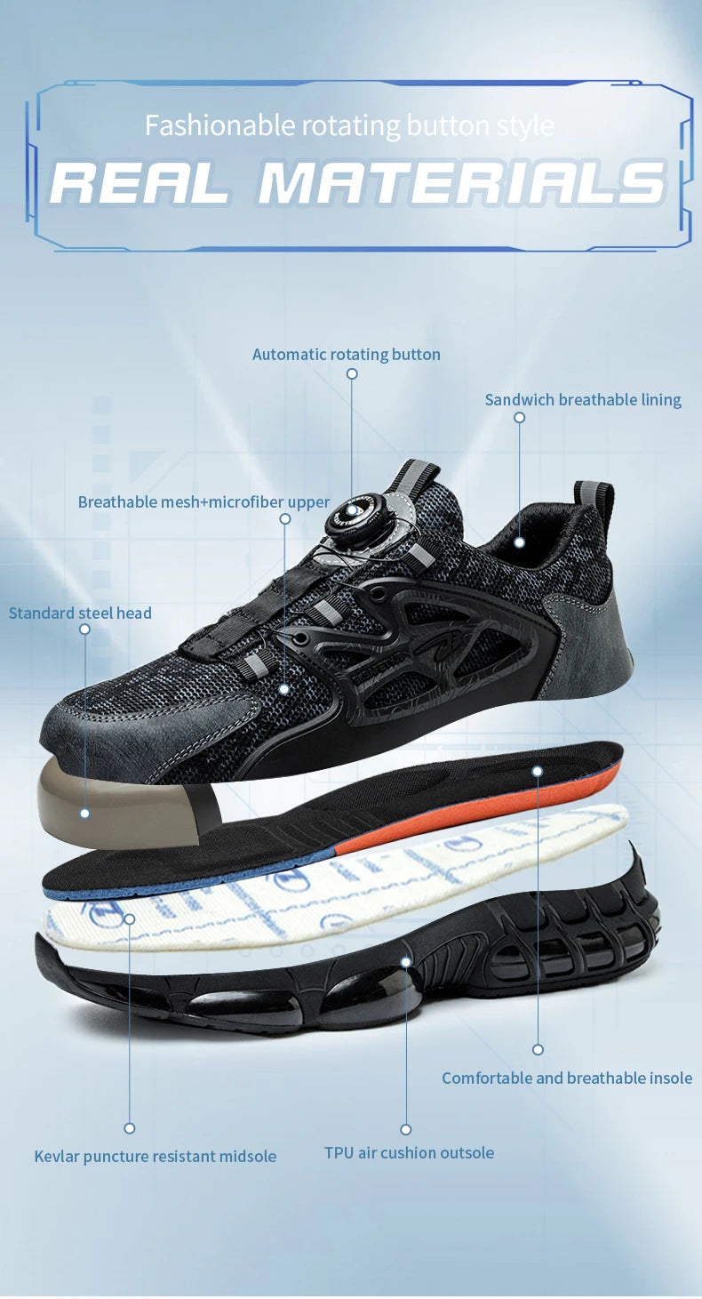 Work Safety Shoes Boots Women Steel Toe Cap Sport Sneakers/Puncture Proof Crash Proof Light Wear Resistant Industrial Shoes