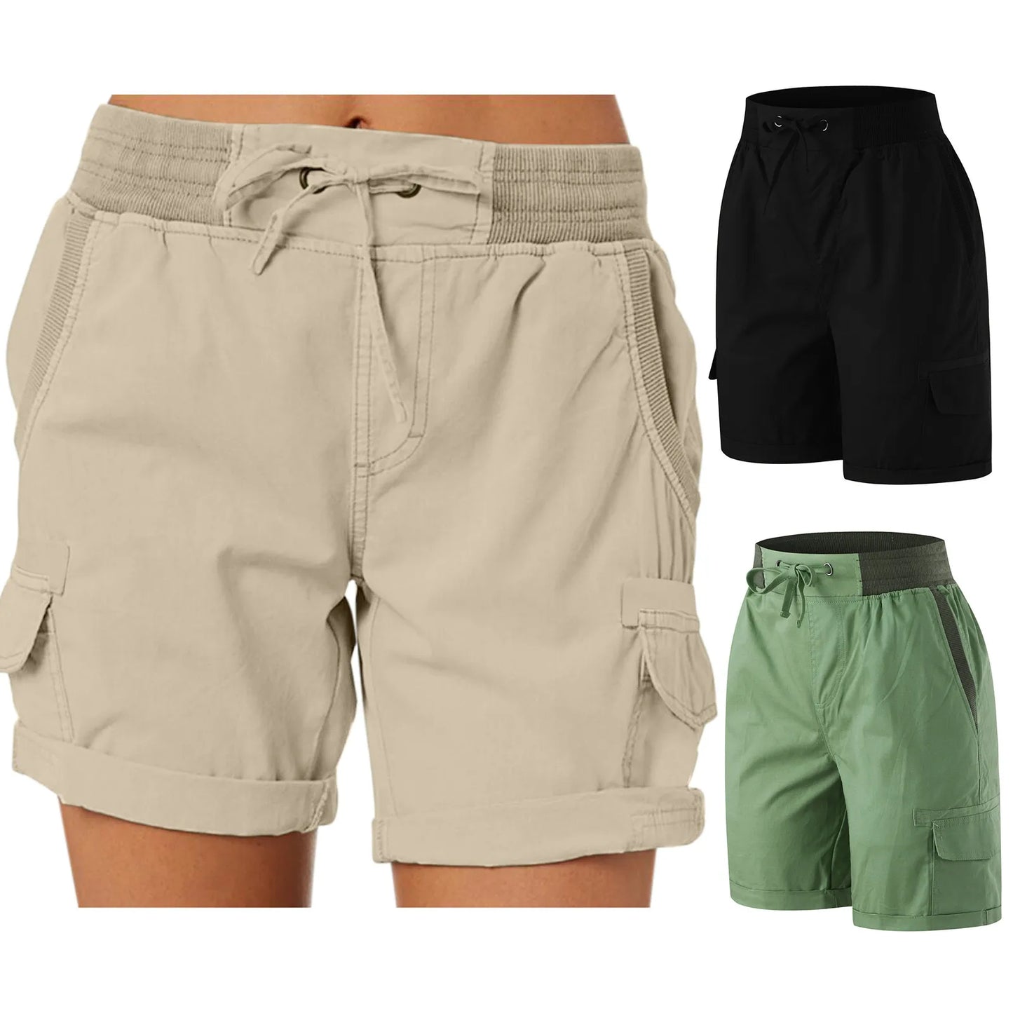 Summer Casual Loose Short Trousers Women Cargo Shorts/Fashion Wide Leg Shorts Streetwear
