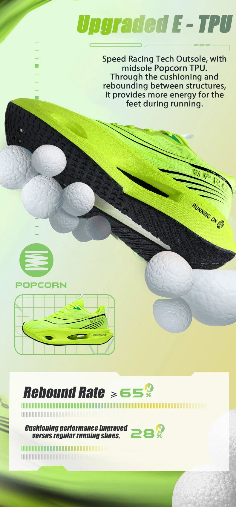 Men Breathable Mesh Comfortable Sports Shoes Fashion Color-Block/Sneakers Carbon Plate Support Light Rebound Running Shoes