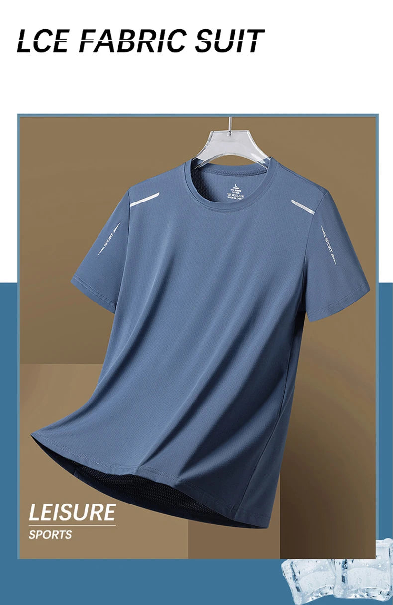 CHRLCK Men's Running Quick Drying T-shirts Breathable Hiking/Fishing Tees Soft Elasticity Outdoor Sports Short Shirt Summer