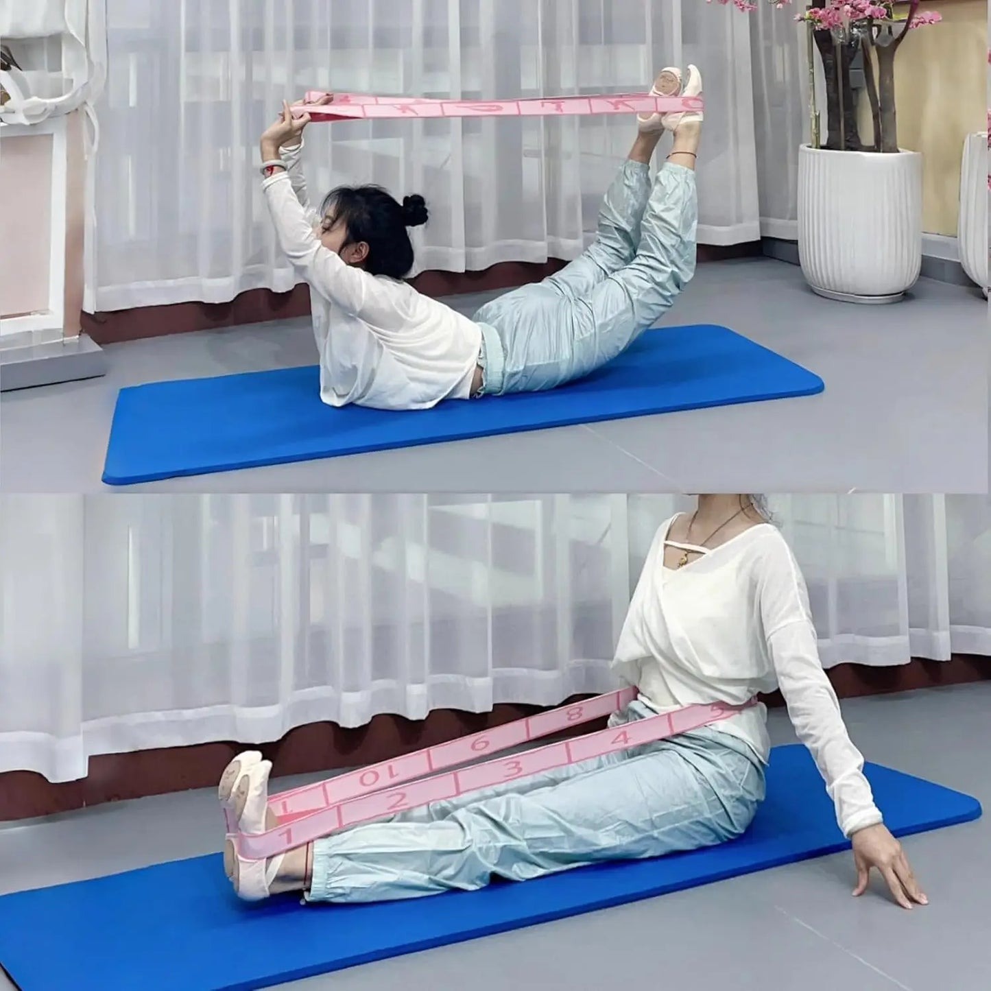Multi-Loop Stretch Band for Yoga Pilates Ballet Physical Therapy/Flexibility & Leg Stretching Durable Stretching Equipment with 11 Loops