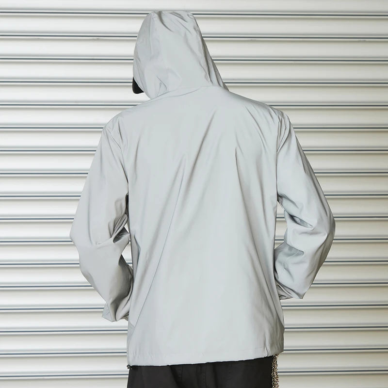 Night Reflective Clothes Spring New Men's Hooded Jacket Outdoor/Run Casual Windproof Coat Couples Hip-hop Streetwear S-5XL