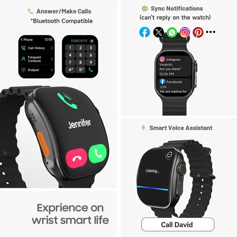 Smart Watch For Women Men, 1.83'' HD Full Touch Screen/Wireless Calling Smartwatch (Answer/Make Call) Activity Tracker 100+ Sport Modes