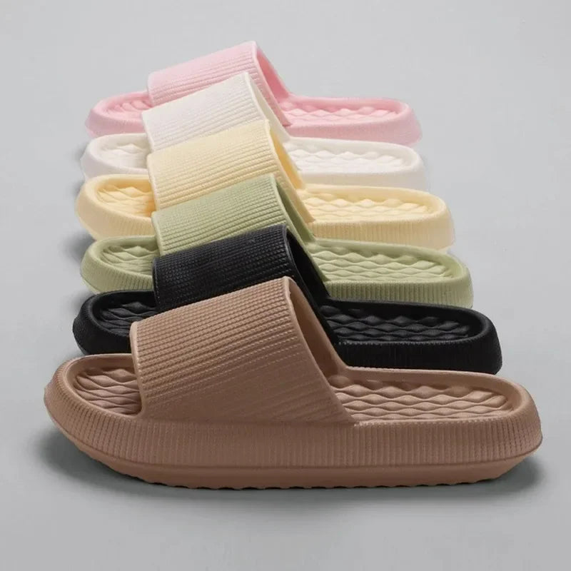 4cm Summer Non-slip Soft Cloud Slippers Women Comfy Thick/Platform Slides Woman Couple Bathroom Home Flip Flops