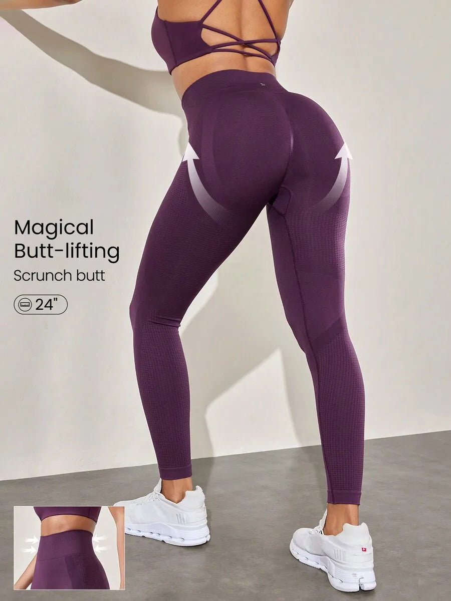Seamless High Waist Perforated Leggings/Medium Impact Gym Workout Spring Summer