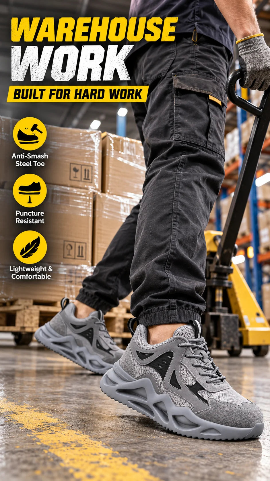 Puncture-Resistant Impact-Resistant Work Shoes Men's Steel Toe/Safety Work Boots Breathable Slip-Resistant Oil-Resistant