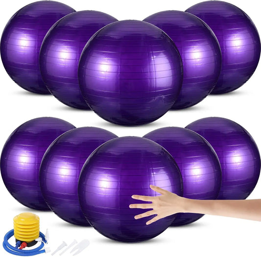 10-Piece Anti-Burst Yoga Ball Set with Pump for Fitness/Pregnancy, and Office Use Supports 330lbs
