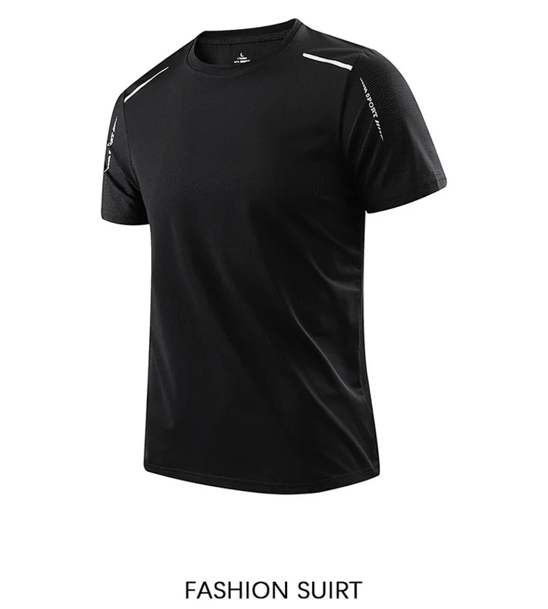 CHRLCK Men's Running Quick Drying T-shirts Breathable Hiking/Fishing Tees Soft Elasticity Outdoor Sports Short Shirt Summer