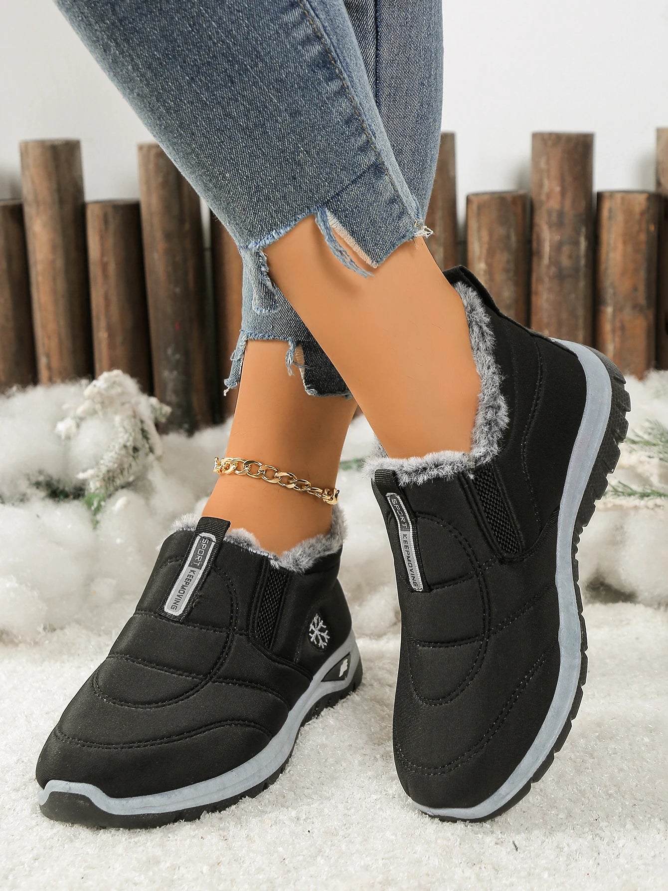 Women's shoes, casual shoes fleece thickened, warm/soft-soled anti-slip and comfortable snow boots
