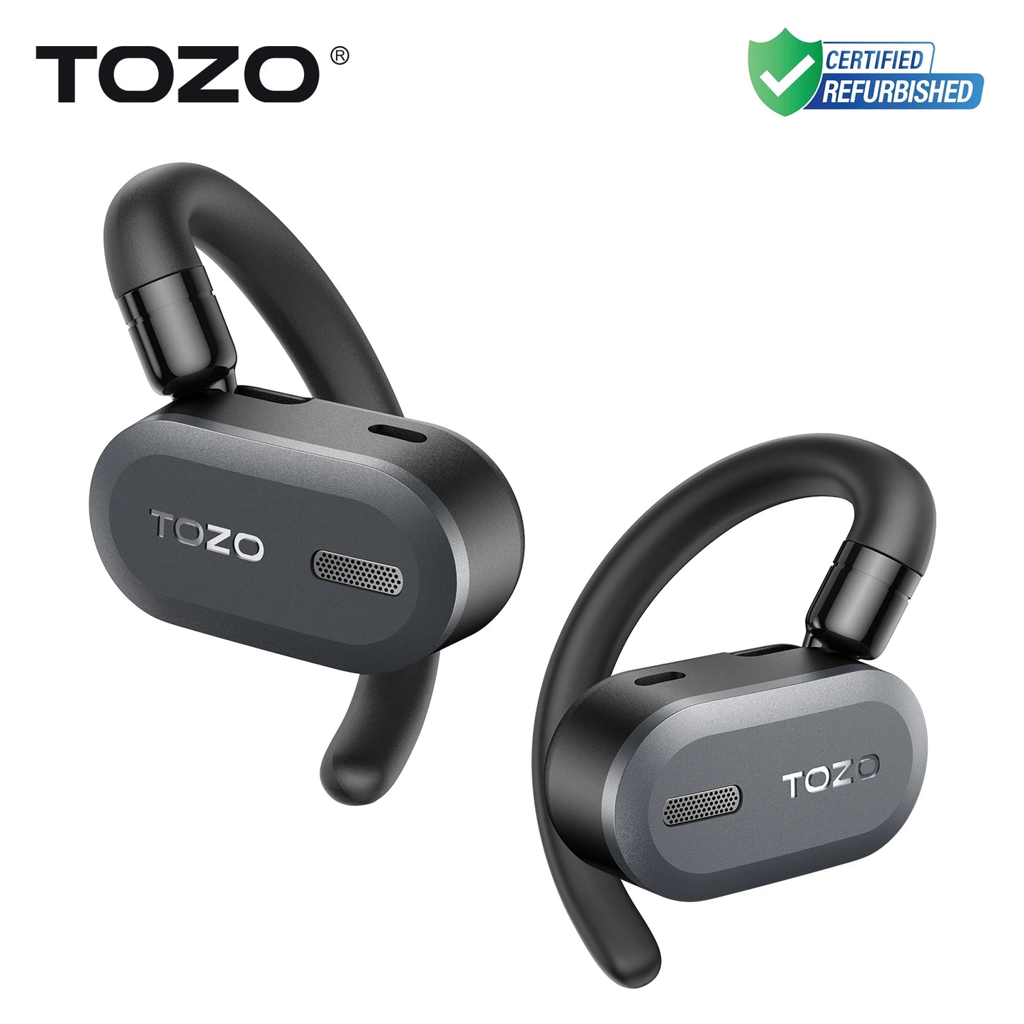 Refurbished TOZO Open Ear Hooks Headphones OWS Wireless Bluetooth/5.3 Earphones Earbuds Adjustable Music Sport HiFi Stereo Sound