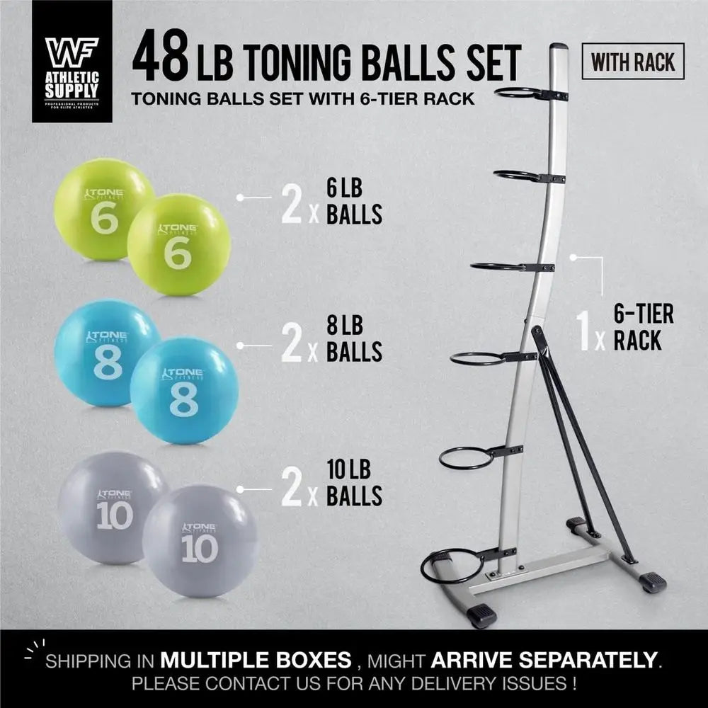 Weighted Toning Ball Soft Weighted Exercise Ball Soft Medicine Balls for Exercise/Yoga Pilates & Physical Therapy 48LB Set