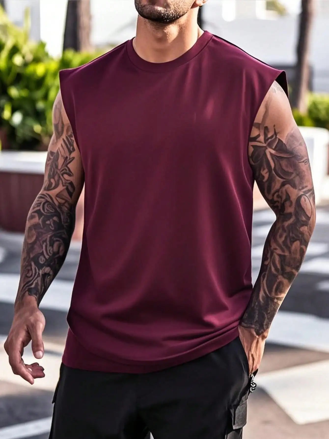 Men's White Sleeveless T-Shirt Tank Top Casual Loose Fit O-Neck/Basic Vest Summer Gym Workout Streetwear Tops