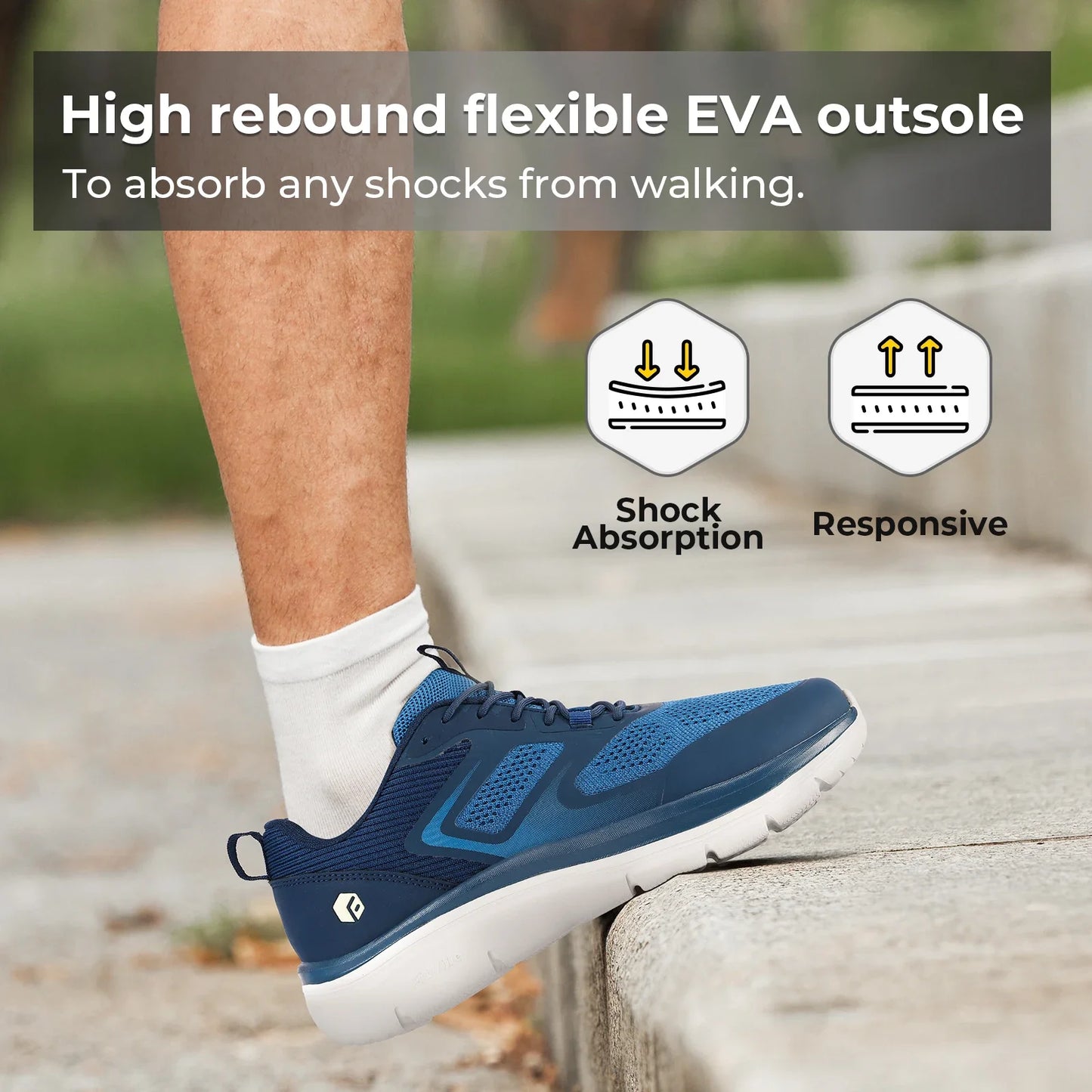 Men's Running Shoes Wide Toe 2E Lightweight Non-Slip Walking/Sport Shoe Cushioning Slip-On Comfortable Breathable Sneakers
