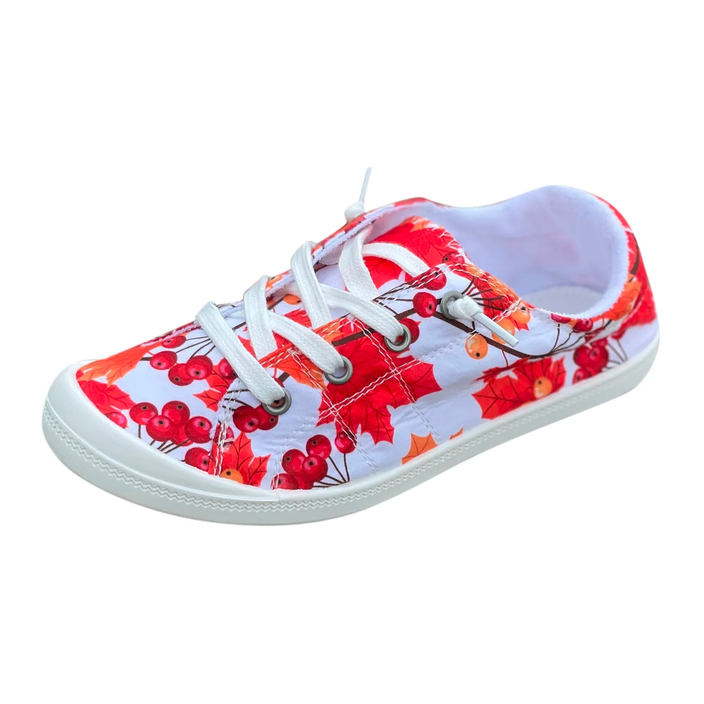 Womens Sports Shoes Sneakers Leaf Pumpkin Pattern/Slip On Shoes Low Top Shoes Soft Sole