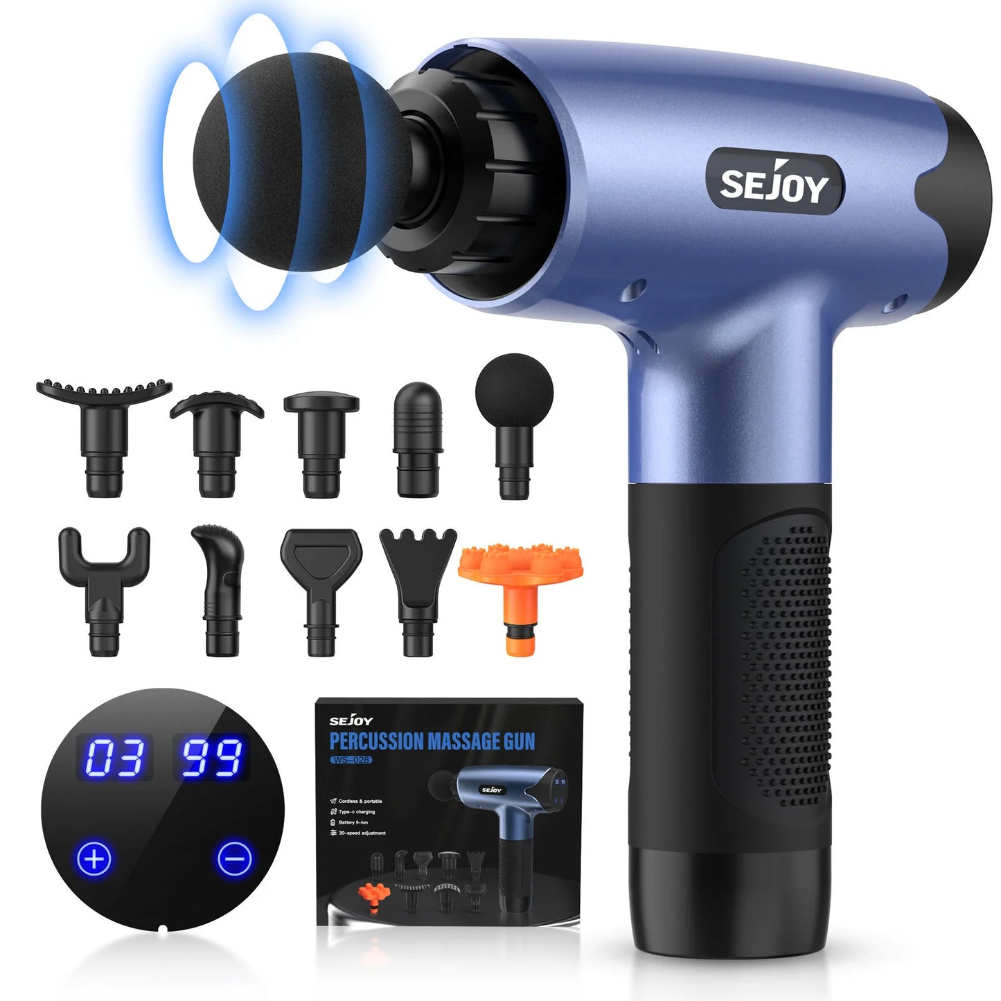 SEJOY Massage Gun  30 Speed Deep Tissue/for Athletes Percussion Massager 10 Heads Electric Massager