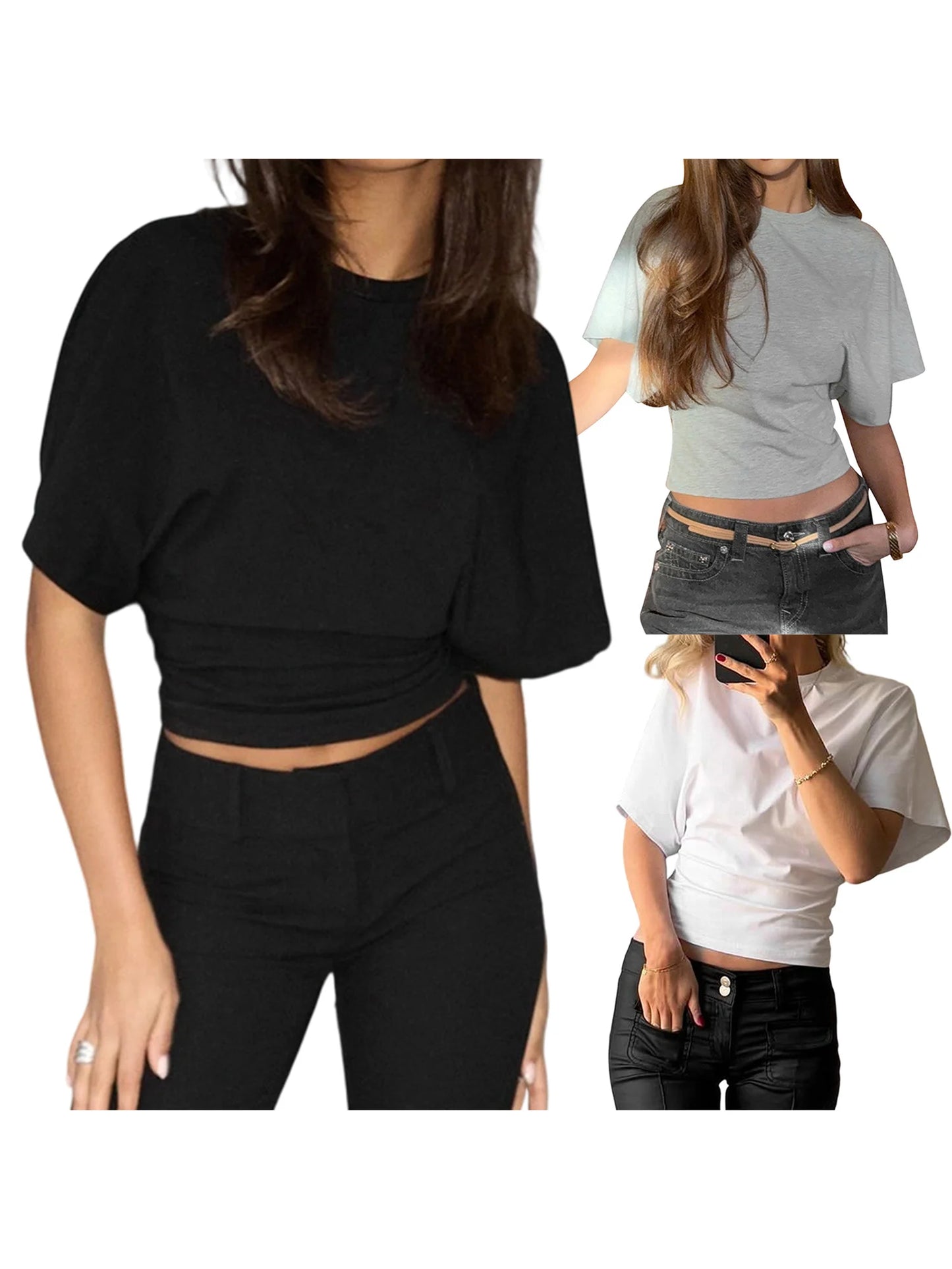 Ladies Short Sleeve Tees in Vibrant Colors with Round Neckline/Perfect for Summer Casual Outfits and Street Style Fashion