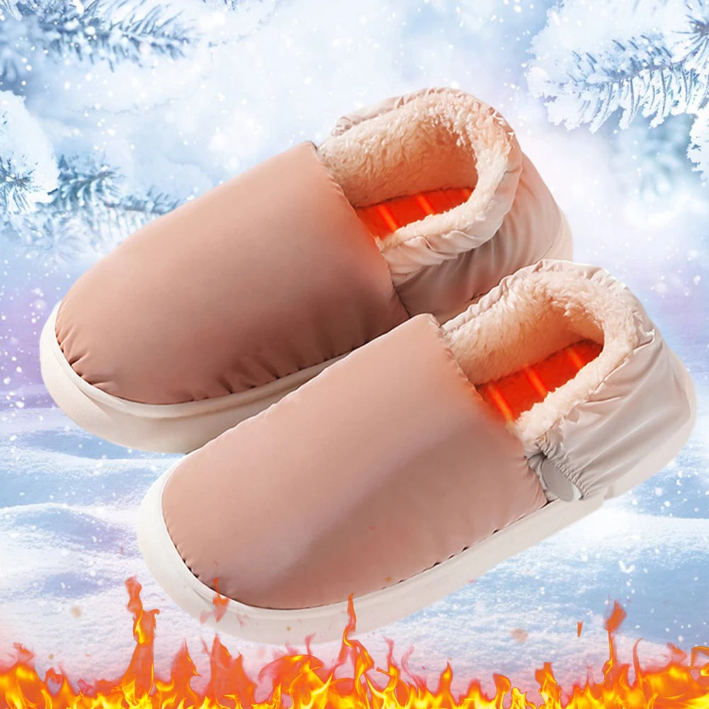 USB Heated Plush Shoes For Women/Indoor Winter Home Warm Fluffy Anti-skid Boots