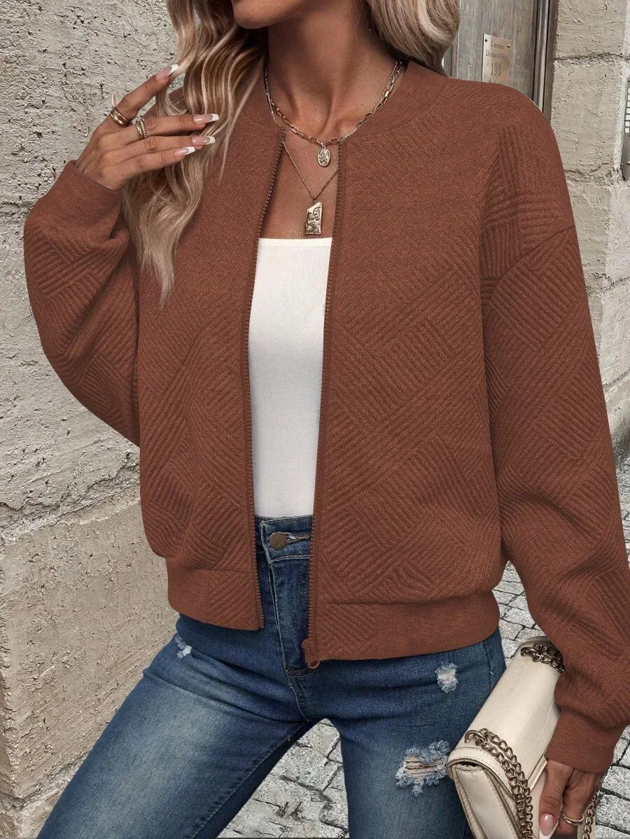 Autumn and Winter New Solid Color Zipper Jacket/with Collar Casual Coat for Women