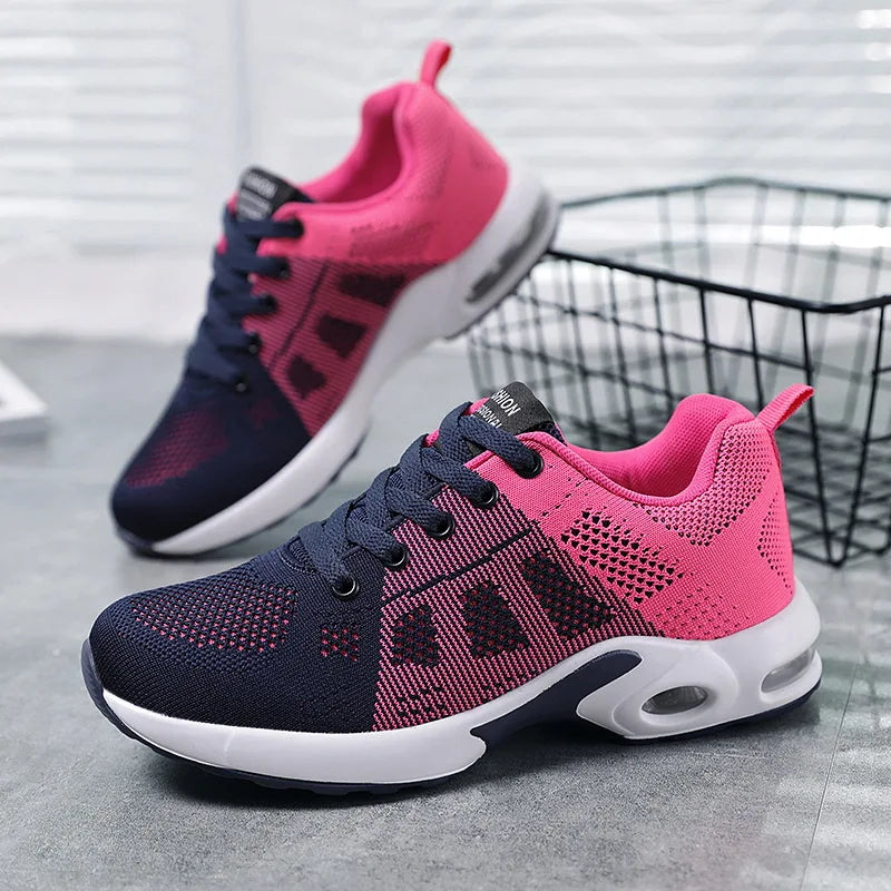 Women's Shock Absorbing Air Cushion Sneakers Breathable Mesh/Lightweight Sports Shoes for Walking & Running