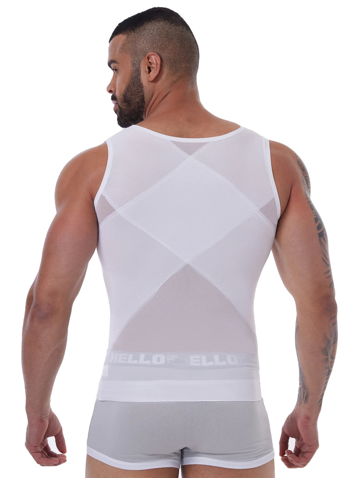 Men's Shapewear Tank Top Gym Sleeveless Vest Cross Mesh Suit/Compression Shirt for Men Slimming Undershirt Tummy Control Body