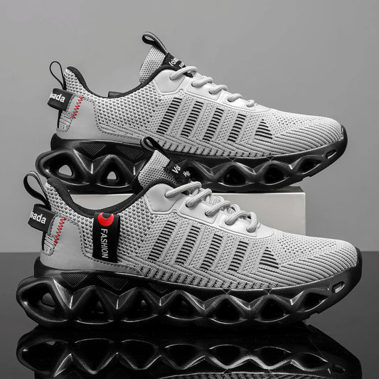 New Striped Cut-out Sneakers, Breathable Mesh Non-slip Shock-absorbing/Thick Sole Stylish and Classic Casual Sports Sneakers