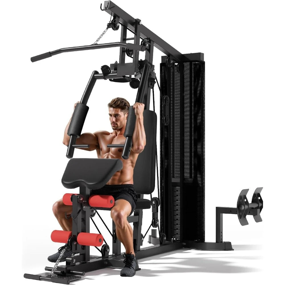 Home Gym Multifunctional H10 Home Gym Equipment Workout Station/with 146LBS Weight Stack Exercise Equipment with Pulley System