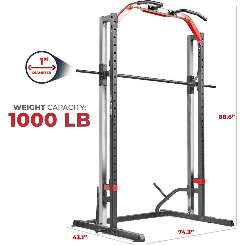 Sunny Health & Fitness Premium Squat Smith Machine Power Rack Fitness Gym Equipment