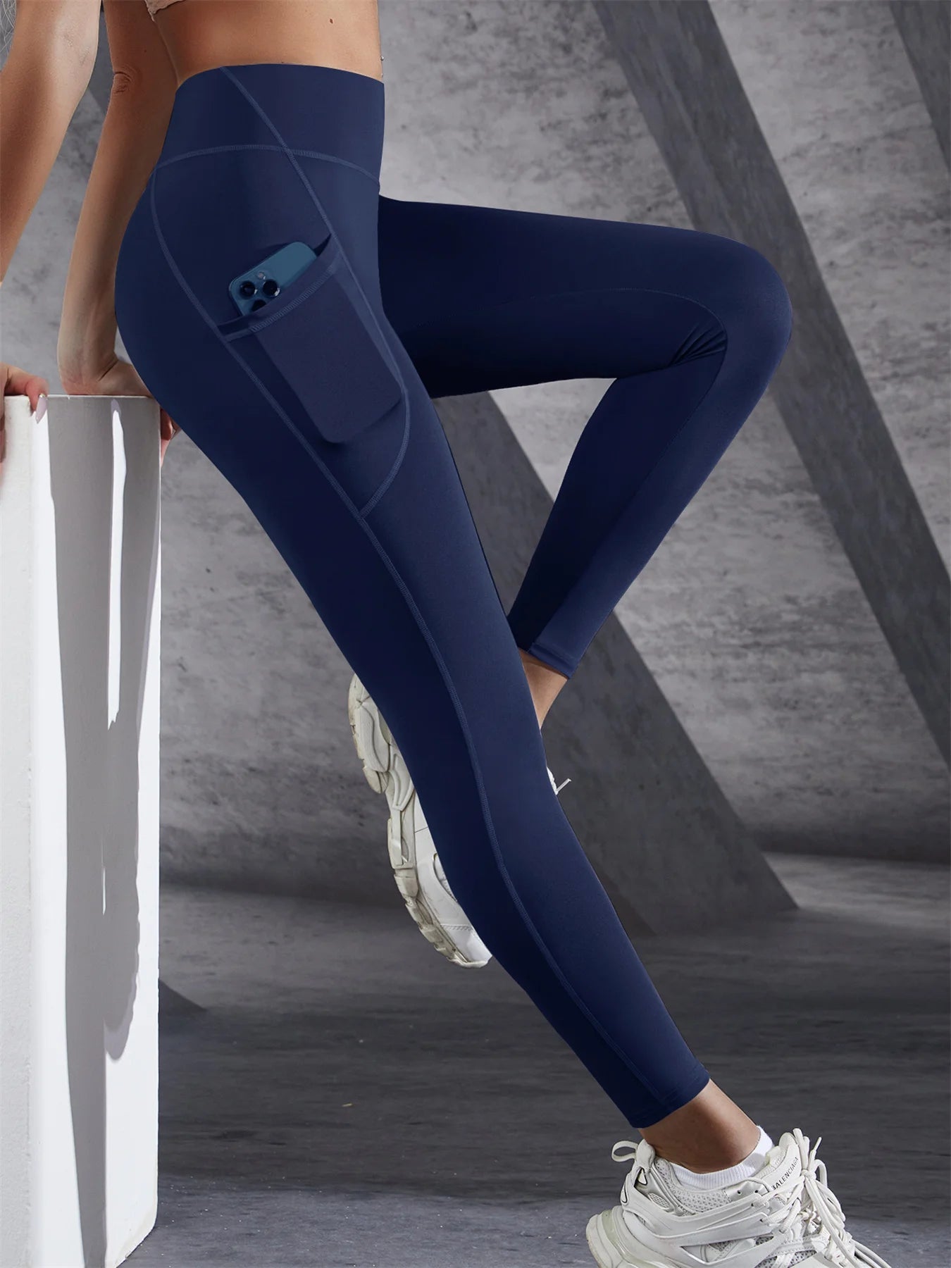 Solid Color Side Pockets Leggings For Women High Waist Sportswear/Cycle Yoga Pants Push Up Fitness Leggings