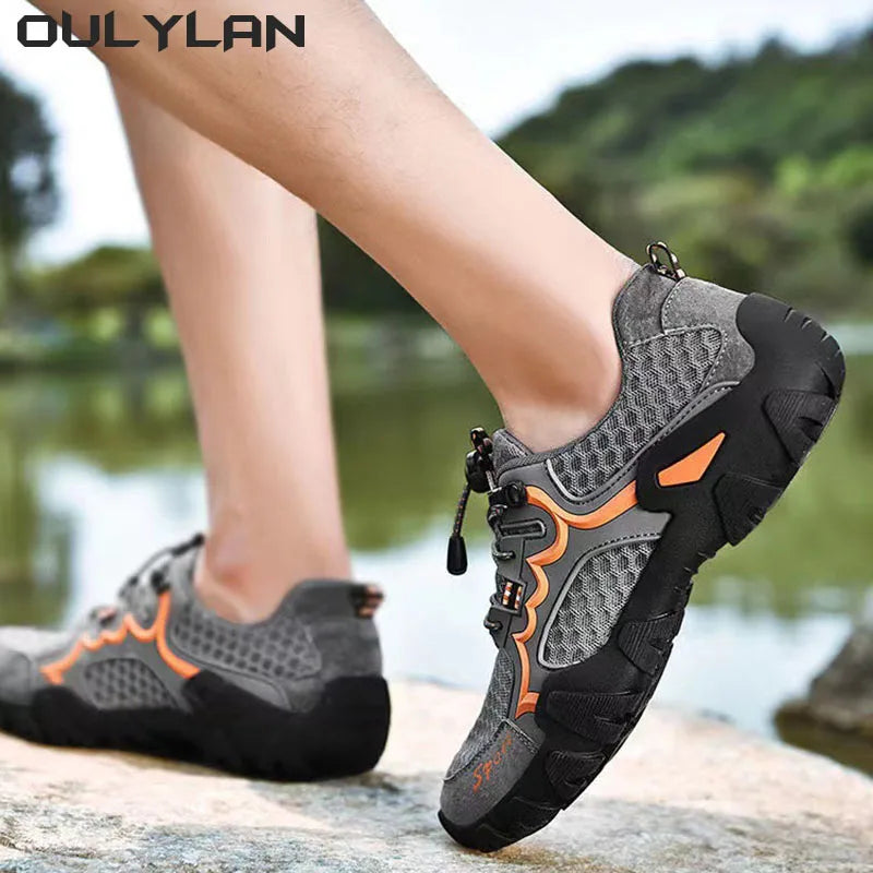 Oulylan Summer Breathable Men Hiking Shoes Mesh Outdoor Men/Climbing Shoes Men Sport Shoes Quick-dry Water Shoes