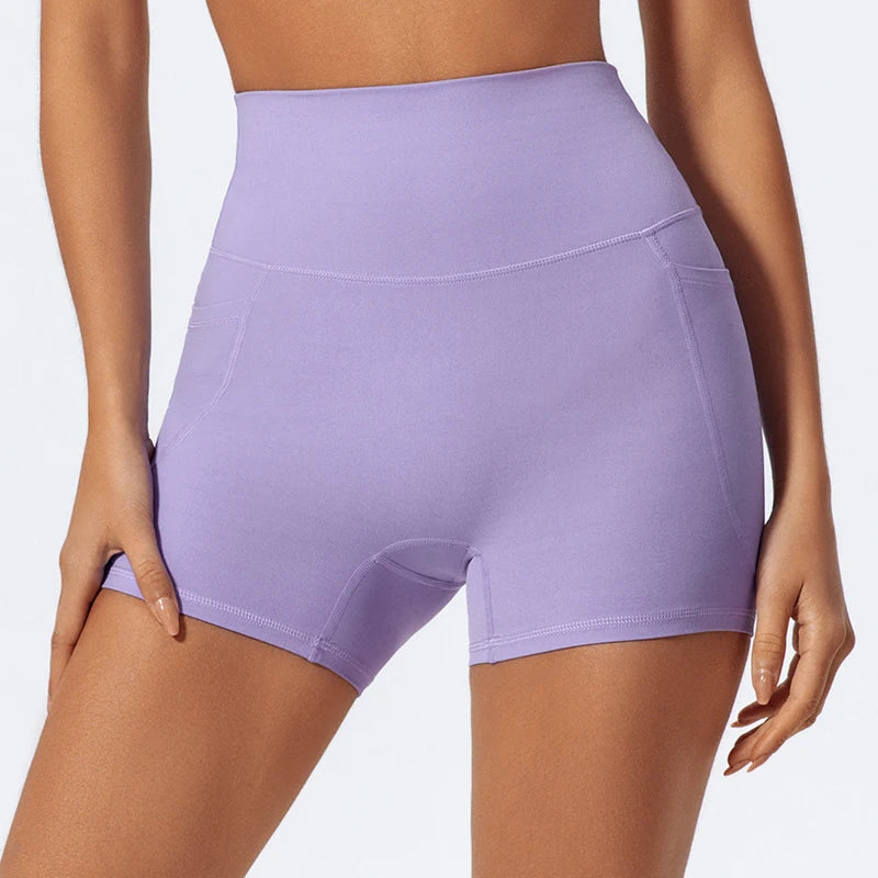 Hearuisavy Women Summer High Waist Shorts with Pockets/Quick Dry Yoga Cycling Gym Workout Sports Bottoms