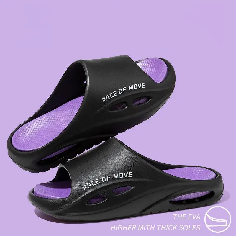Platform Slides for Men, Letter Graphic Cutout EVA Sport Slippers/Breathable Daily Walking Beach Sandals