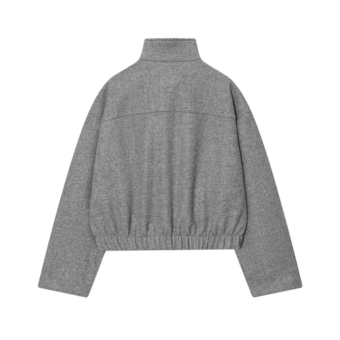 Women's Loose Stand Collar Jacket Coats Long Sleeve Zip Up Pockets/Streetwear Autumn New  Lady Casual Solid Outerwear