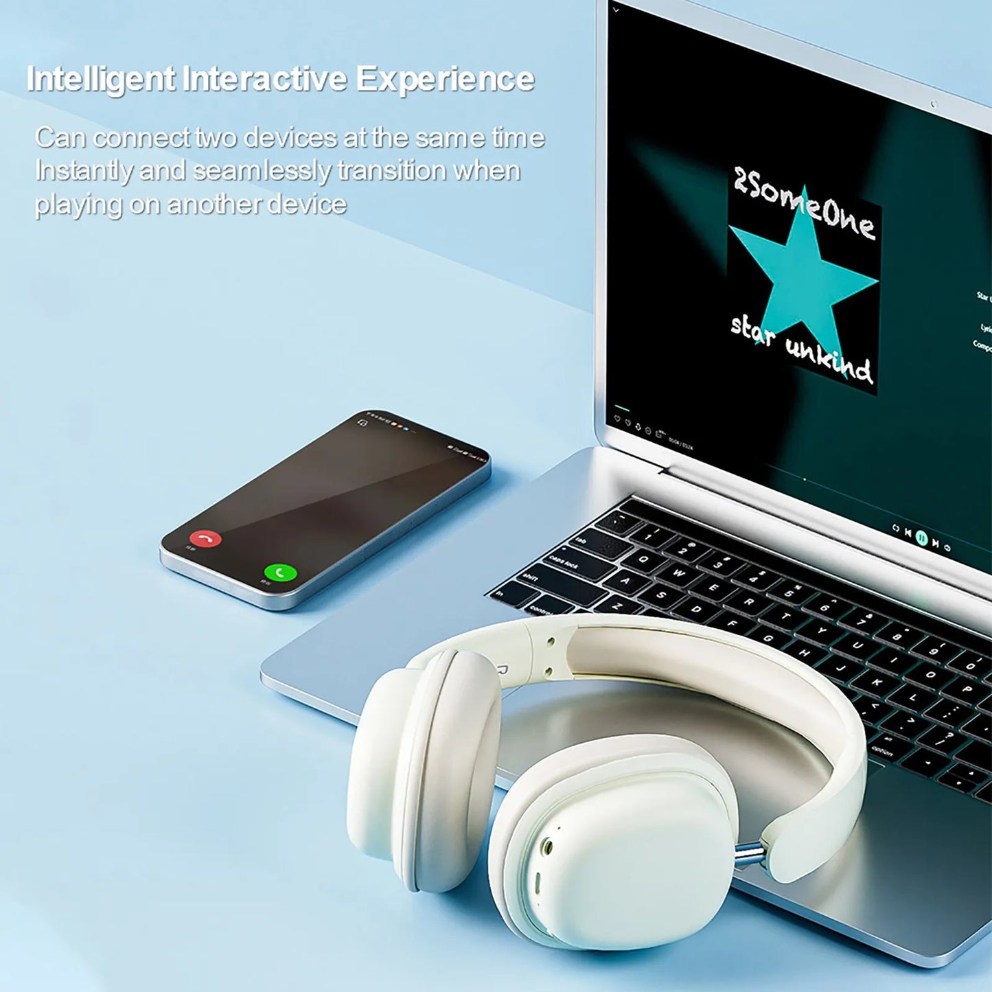 Wireless Gaming Headset Wireless Gaming Headset/T5.3 Over Ear Headphone with Mic 3.5mm Foldable Earphone