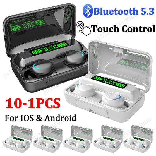 10-1PC F9-5C Bluetooth 5.3 Earphones Wireless Earbuds/Touch Control Waterproof Noise Canceling