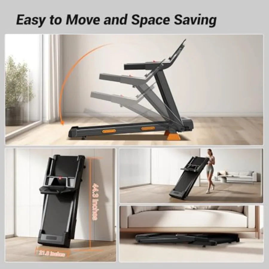 Treadmills for Home with 15% Incline and Led Screen 7-Layer Shock-Absorbing/Foldable Treadmill with Handle Bar Up to 400lbs