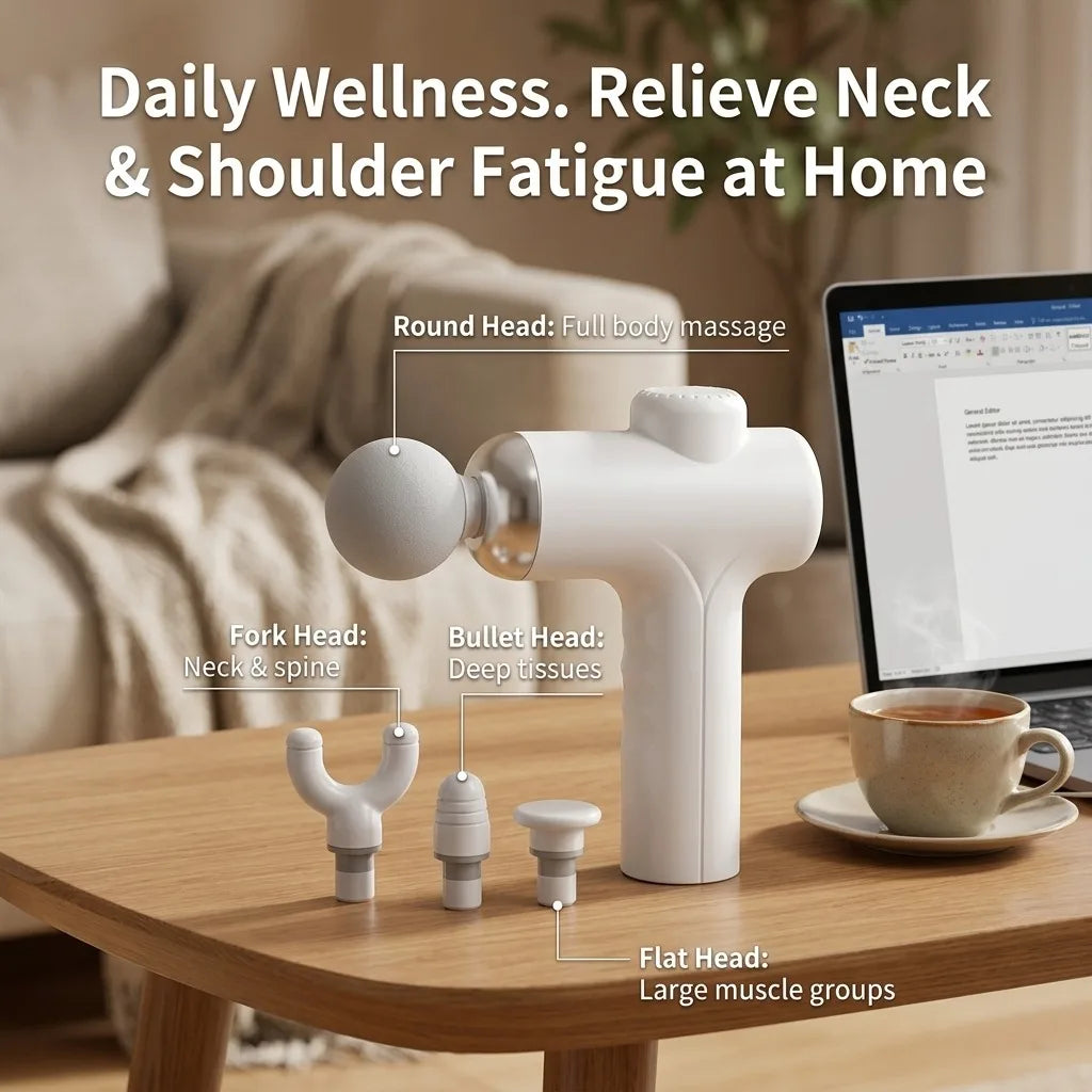 Massage Gun Deep Tissue Percussion Muscle Massager/Professional Handheld Electric Massager for Athletes Pain Relief 6 Speeds 4 Heads
