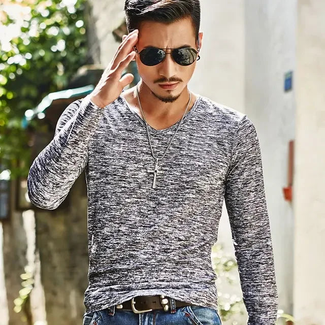 Summer Men's Fashion T shirt Oversized/Casual Long Sleeve Tops Slim Tees Shirt for Men