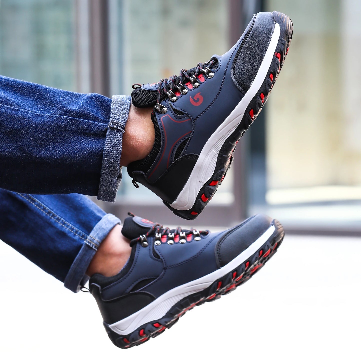 Men Steel Toe Safety Shoes Anti-Puncture Non-Slip Work Boots/Wear-Resistant Breathable Hiking Safety Sneakers for Industrial Work