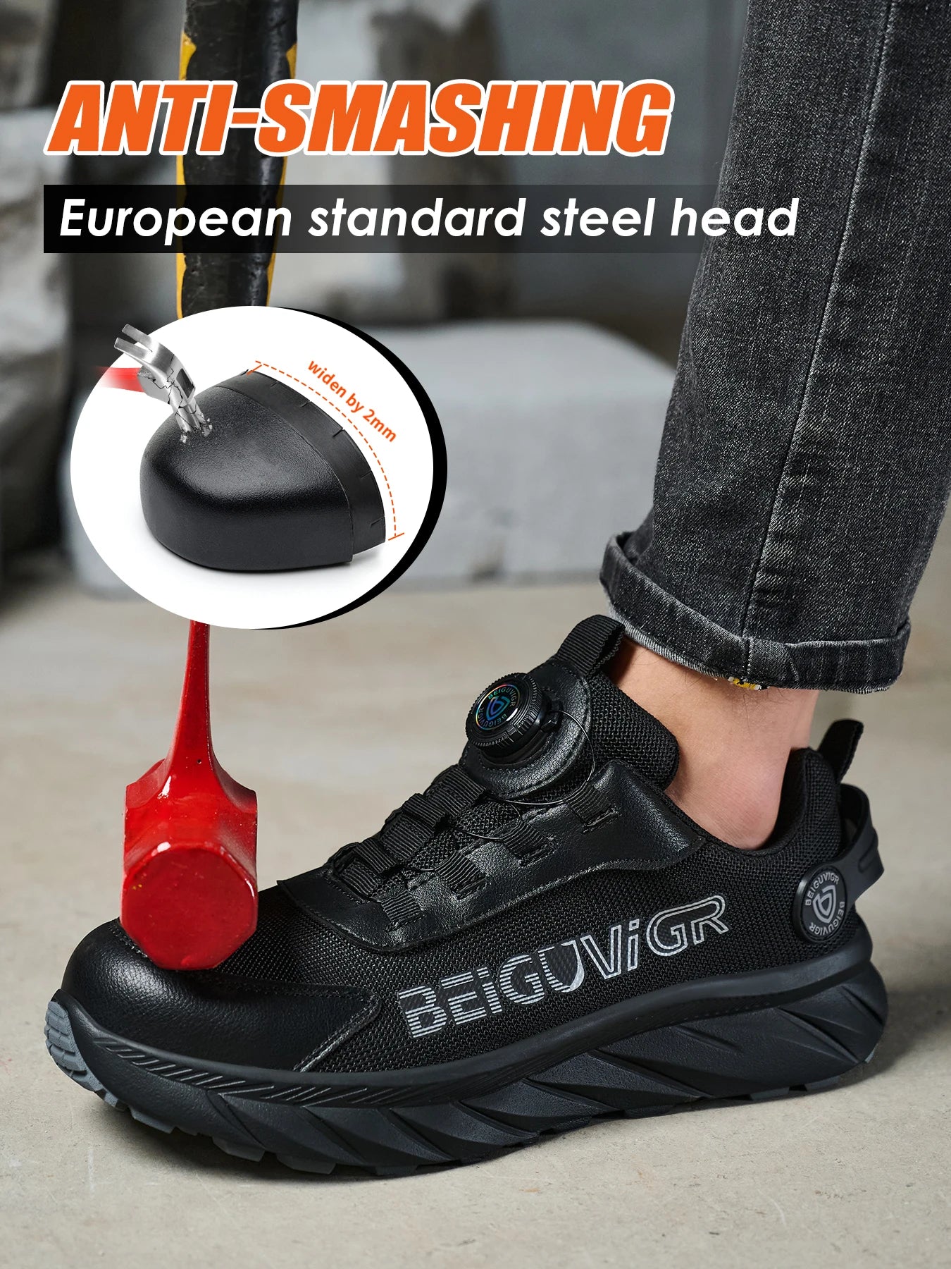 Rubber-Padded Anti-Slip Impact-Resistant/Puncture-Resistant Safety Shoes