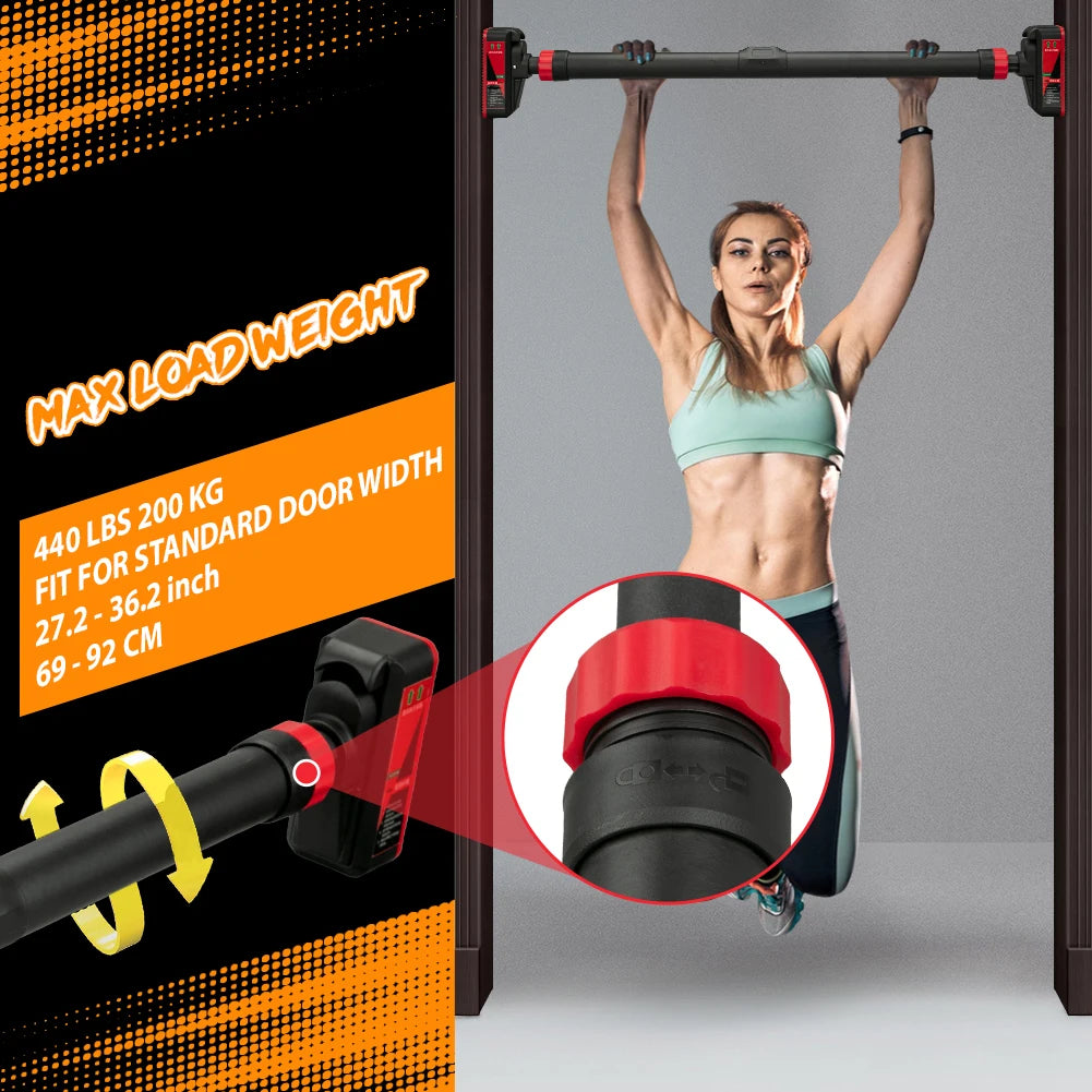 Strength Training Pull-up Bars with Level Gauge 69-92cm Adjustable Width/200kg Max Load Capacity Chin Up Bar For Doorway