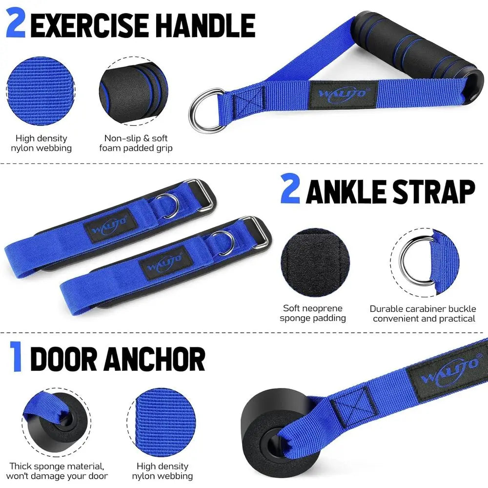 Exercise Bands Kit with Handles Door Anchor/Ankle Straps for Fitness Therapy Yoga, Home and Gym Workouts