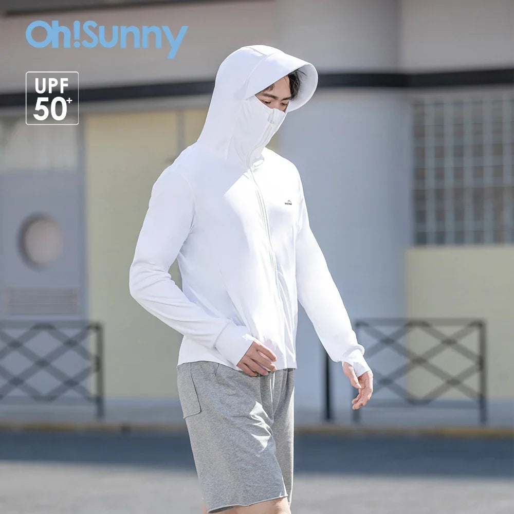 OhSunny Men Sun Protectio Big Brim Sunscreen/Anti-UV UPF50+ Jacket with Hood