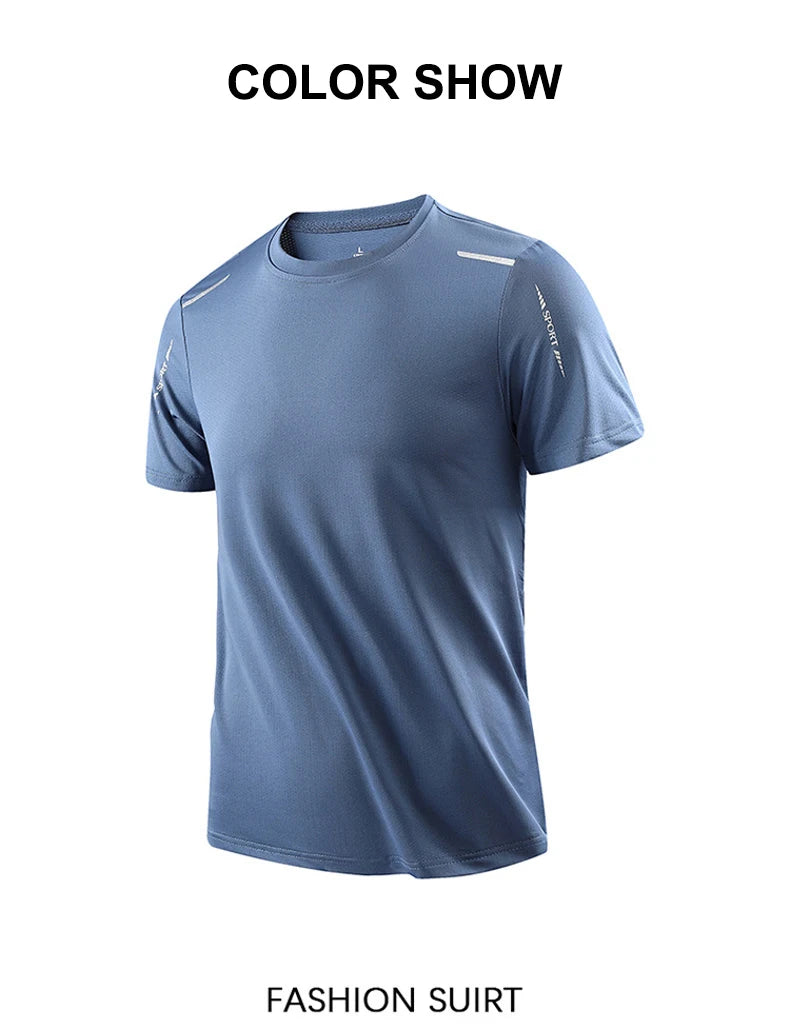 CHRLCK Men's Running Quick Drying T-shirts Breathable Hiking/Fishing Tees Soft Elasticity Outdoor Sports Short Shirt Summer