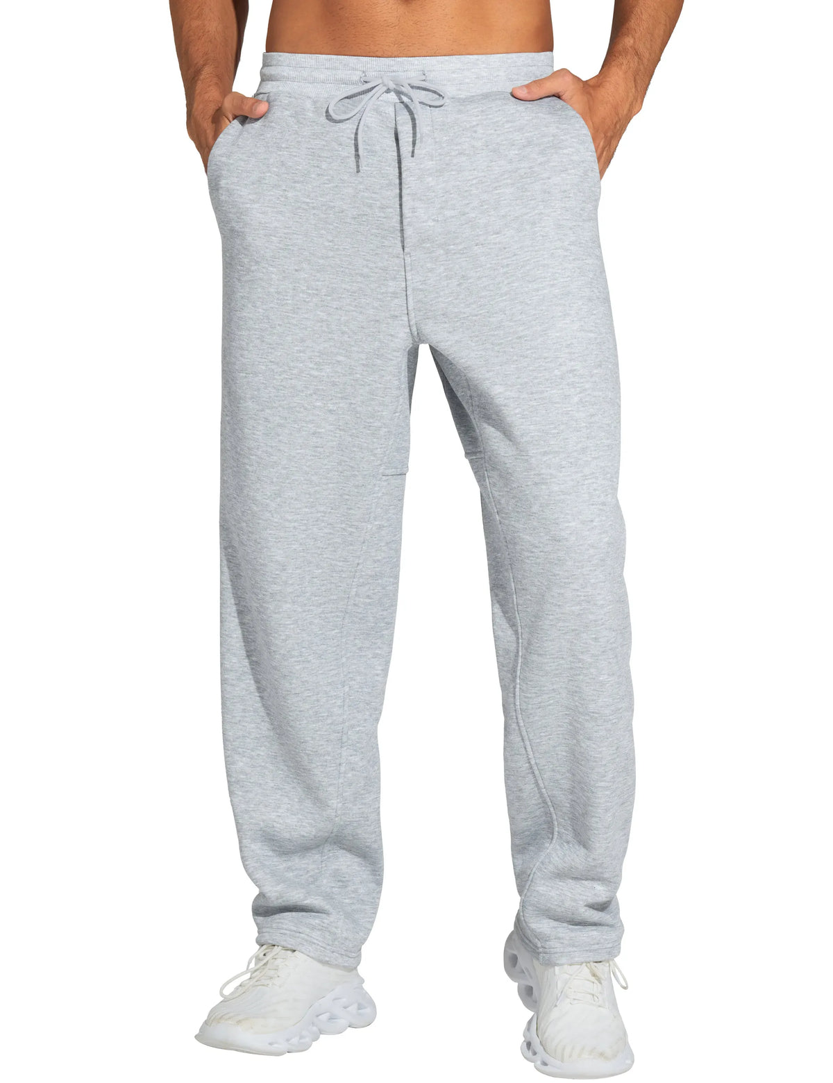 THE GYM PEOPLE Men's Baggy Sweatpants Fleece Drawstring/Straight Leg Open Bottom Workout Pants with Pockets