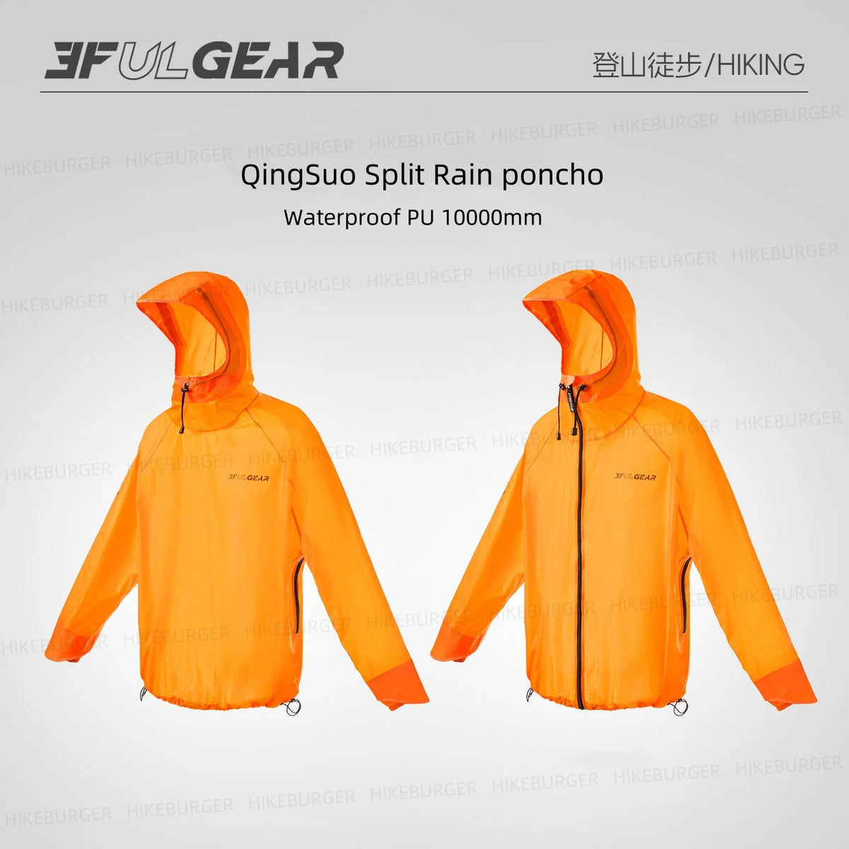 3F UL GEAR QingSuo Spilt Rain Poncho Outdoor Ultralight/Sleeve Rain Coats 15D Nylon Waterproof Hiking Cycling Jacket