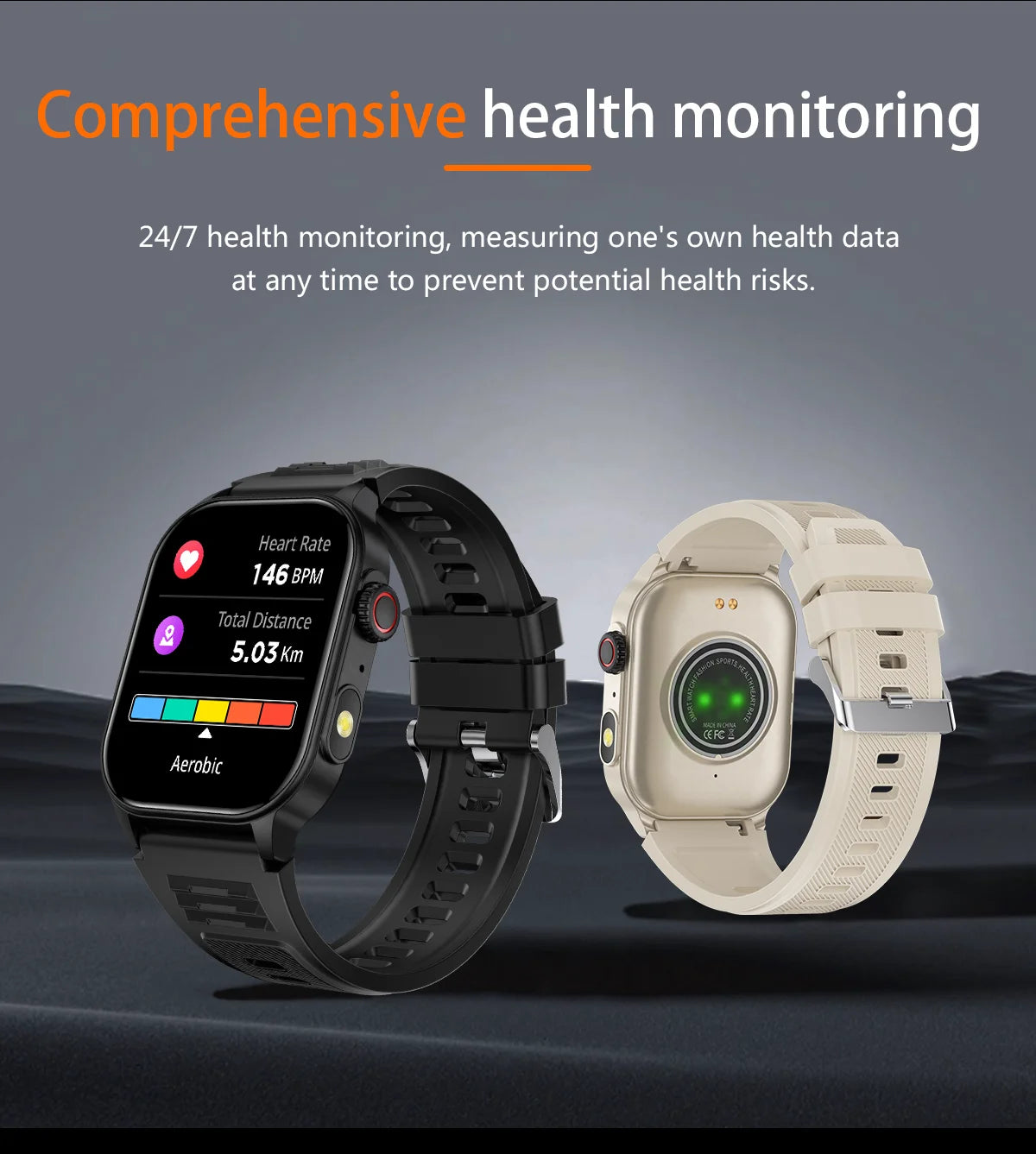 LIGE New Smart Watch LED Flashlight Military Sport Watches/2.01'' Screen Health Monitor Bluetooth Call Waterproof Smartwatch Men