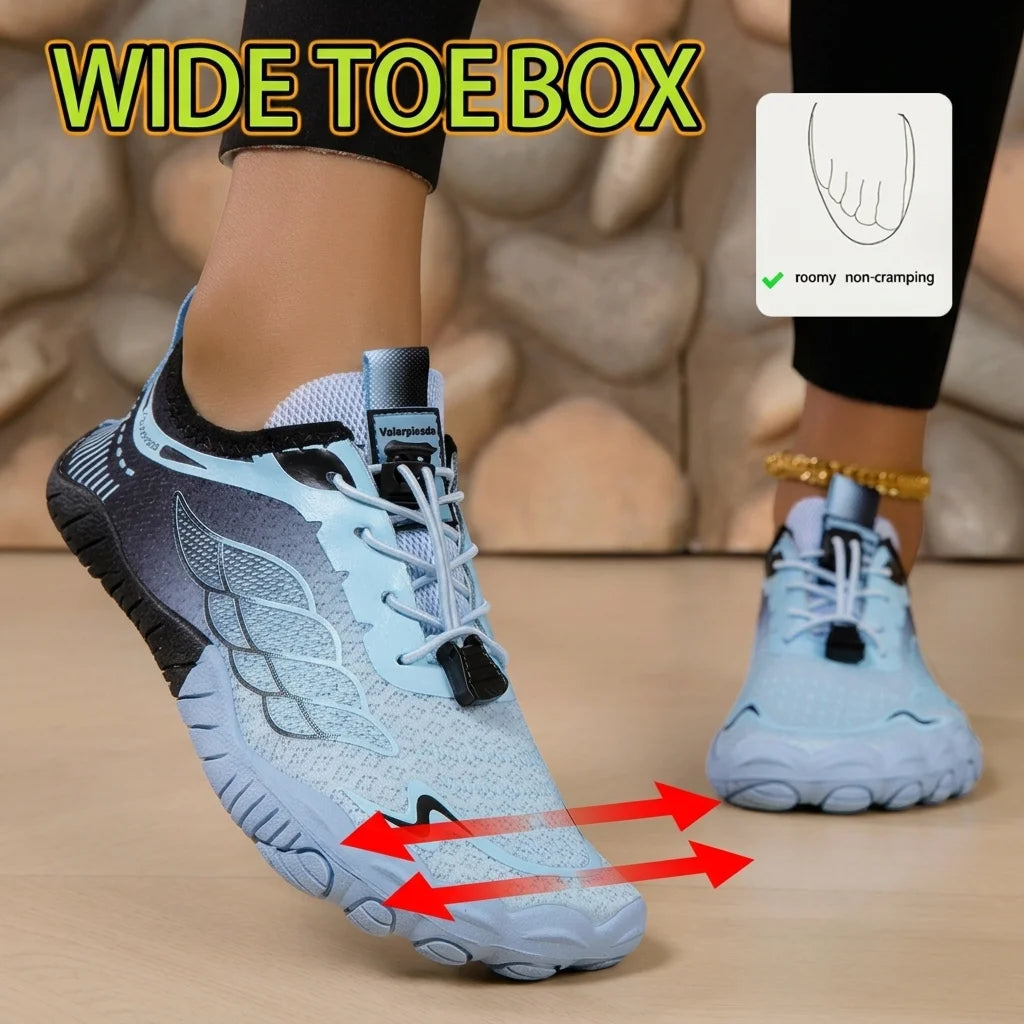 Women Gradient Barefoot Water Shoes Quick Dry Breathable Mesh/Non Slip Quick Lacing Five Fingers Aqua Sneakers For Walking